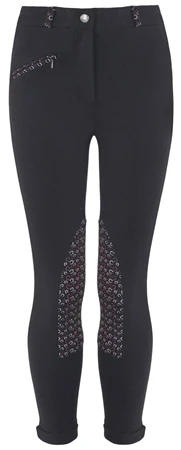 Old Mill Saddlery Old Mill Kids Cotton Jodhpurs, Patterned Knee - Zip Closure